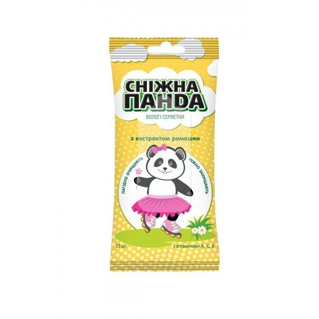 Сніжна панда серветки вологі д/рук 15шт Kids з екстрактом ромашки 050100074