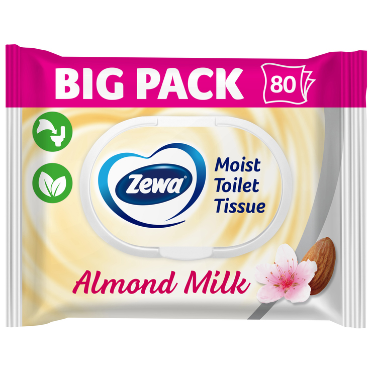 Zewa туал. бум. влажная Almond Milk moist 80 шт