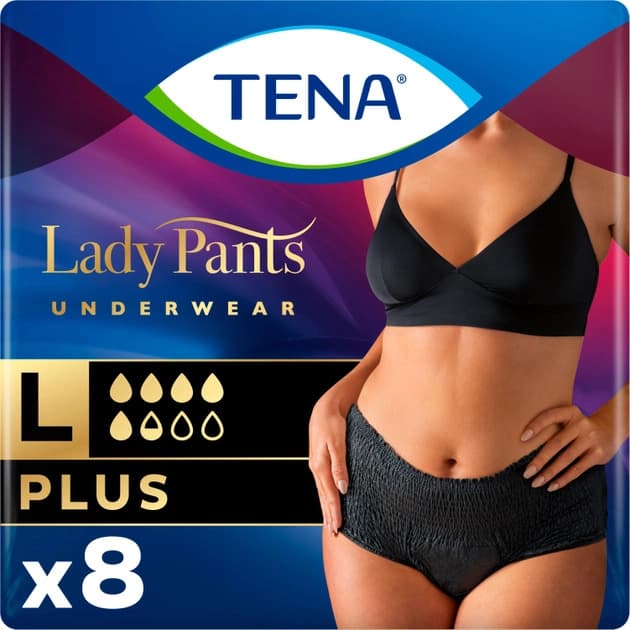 725266 Підгузники-труси TENA Lady Pants Plus L, Black, 8шт