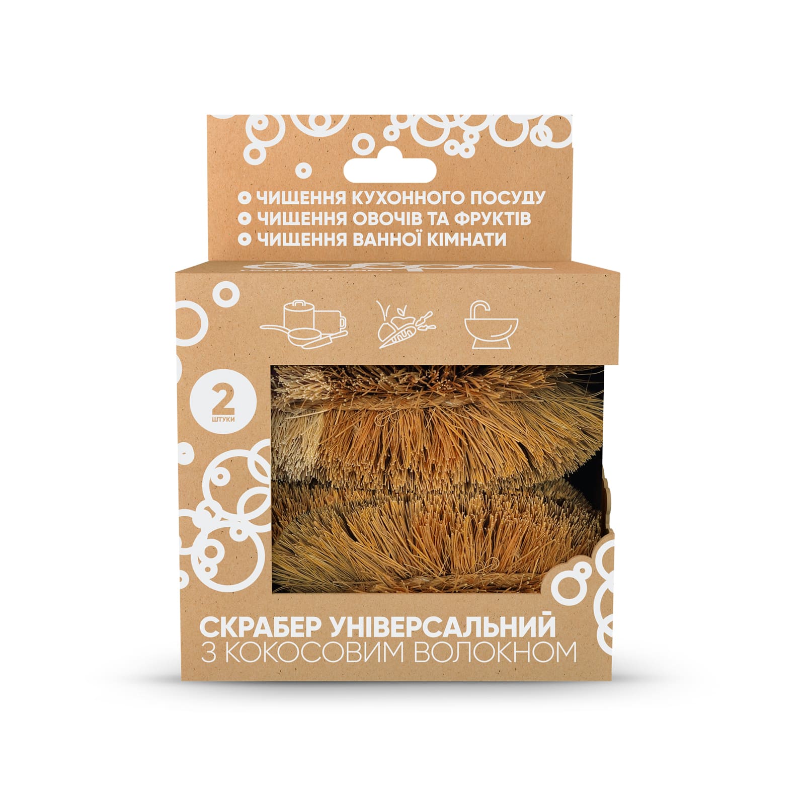 Універсальний скрабер з кокосового волокна, овал, 2 шт