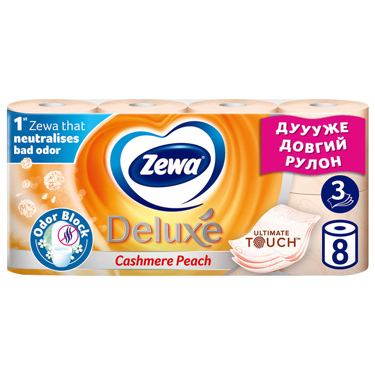 Zewa туал. бум. Deluxe Персик 3 сл. 8 шт.