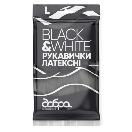 Латексні рукавички Добра господарочка Black&White, розмір L