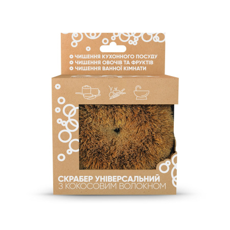 Скрабер з кокосового волокна для кухні ТМ Добра господарочка, 1 шт (тор)