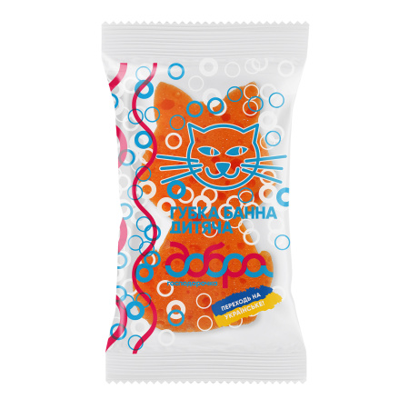 Губка банна дитяча Добра господарочка Котик, 120х95х40 мм, 1 шт