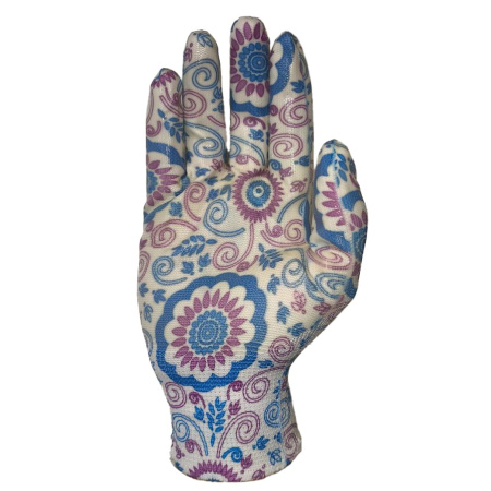 Рукавички для садово-городніх робіт Добра господарочка з нітриловим покриттям, білі "Абстракція", розмір М