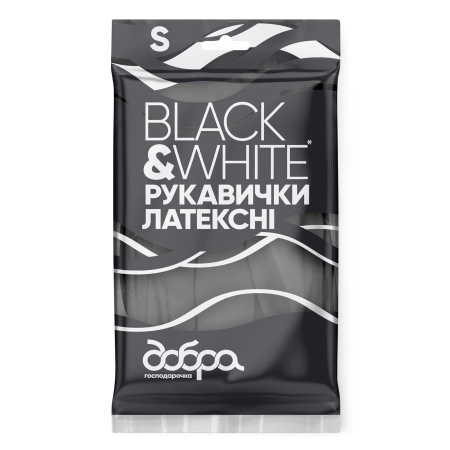 Латексні рукавички Добра господарочка Black&White, розмір S