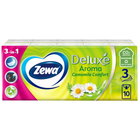 Zewa нос. плат. Deluxe Camomile 3 сл. 10х10  53518-00