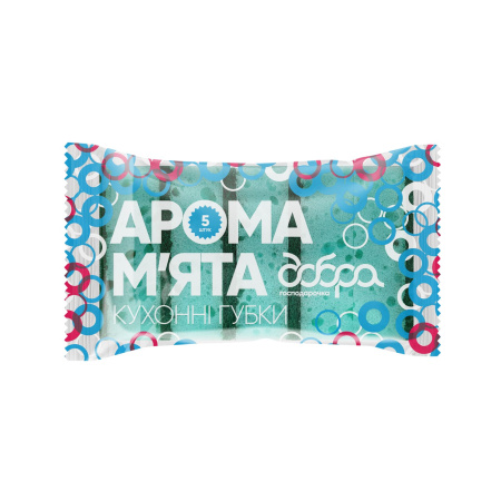 Губки кухонні Добра господарочка Арома М'ята, 95х65х35 мм, 5 шт