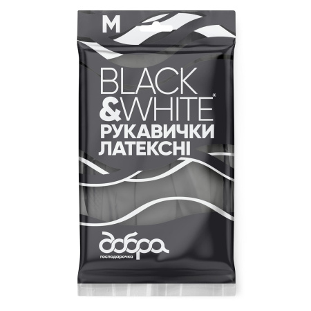 Латексні рукавички Добра господарочка Black&White, розмір М